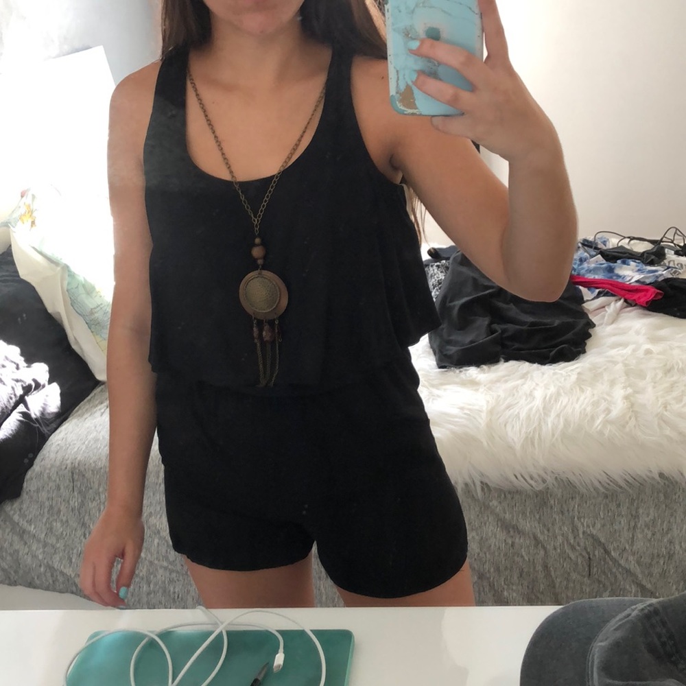 Black romper with removable necklace